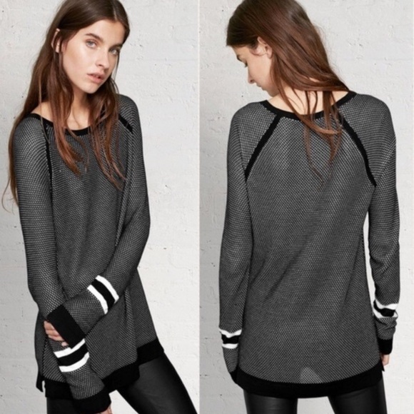 Rag & Bone Revolve Martina Striped Pullover in Black - Picture 1 of 9